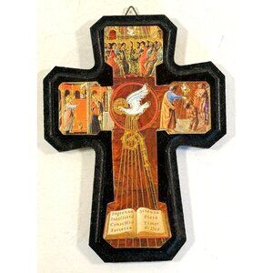 Vintage Holy Spirit Cross from Italy Catholic Religious Hanging Wall Art 5"
